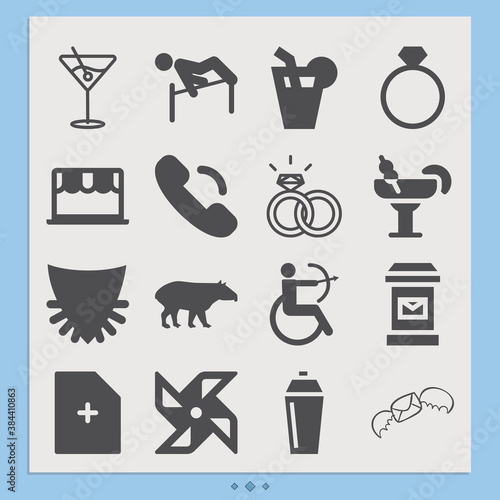 Simple set of gift related filled icons.