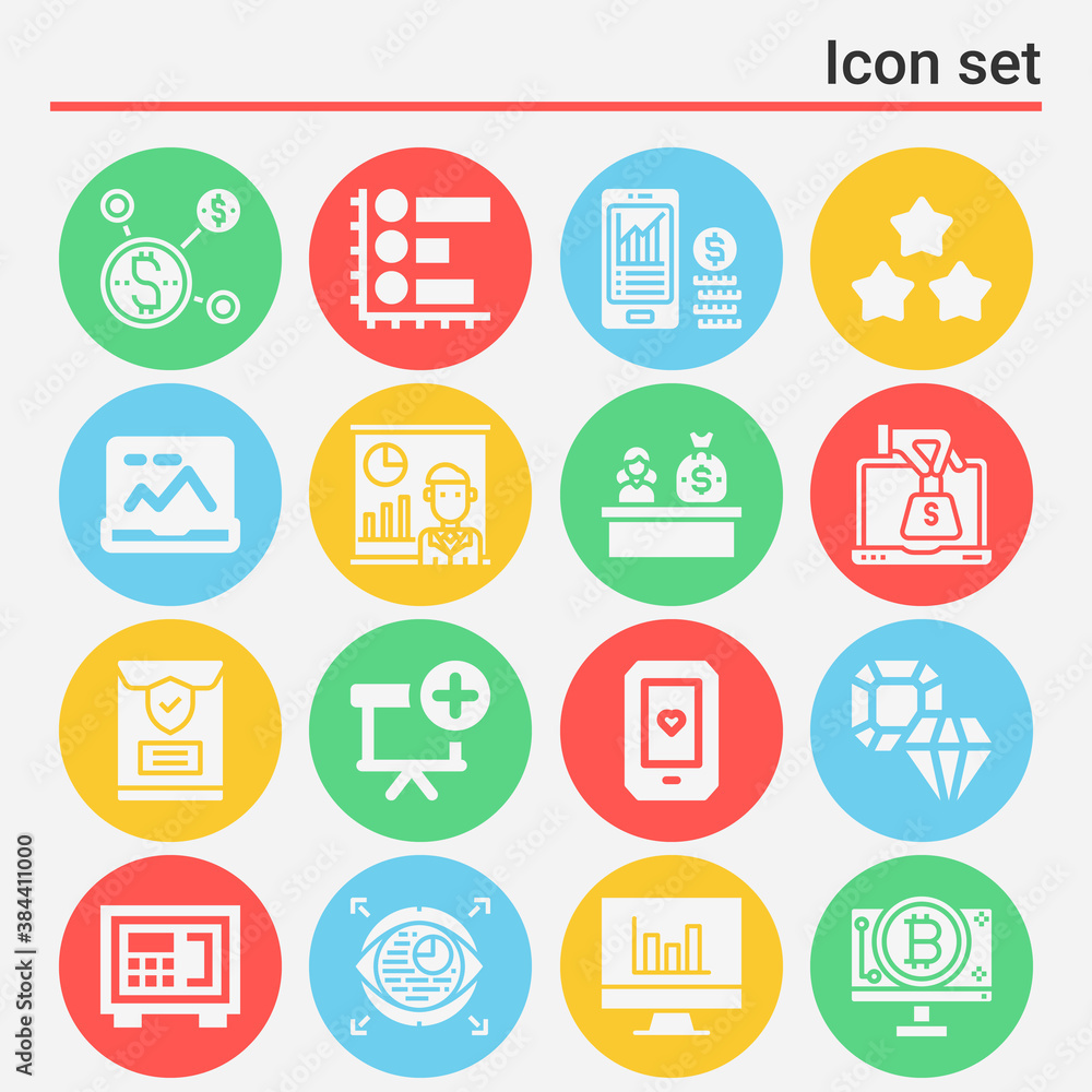16 pack of taxation  filled web icons set