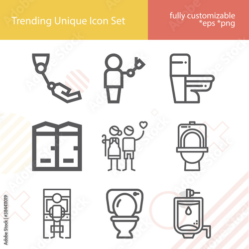 Simple set of poor shape related lineal icons.