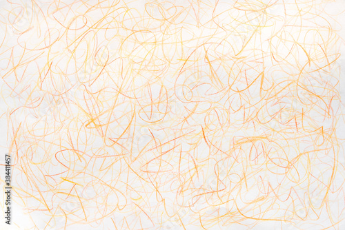 orange pastel crayon background texture on white paper