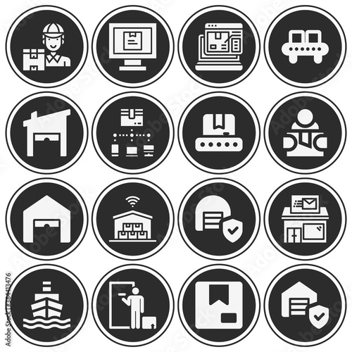 16 pack of vessels  filled web icons set