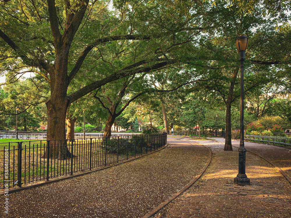Walkway in Tompkins Square Park, in the East Village, Manhattan, New York City