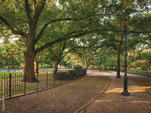 Walkway in Tompkins Square Park, in the East Village, Manhattan, New York City