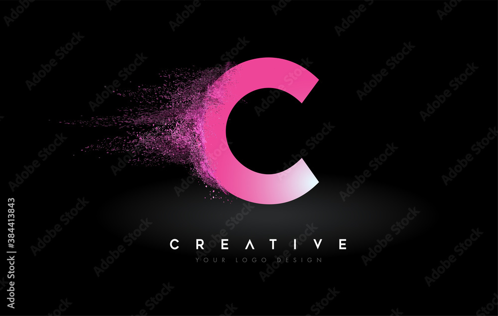 C Letter Logo Design with Vibrant Colorful Splash rounded shapes. Pink and Blue Orange abstract Design Letter Icon Vector