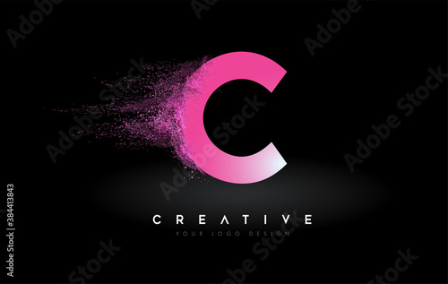 Obraz na płótnie C Letter Logo Design with Vibrant Colorful Splash rounded shapes. Pink and Blue Orange abstract Design Letter Icon Vector w salonie