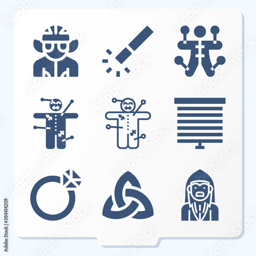 Simple set of 9 icons related to deception
