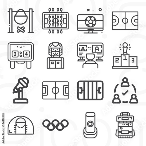 16 pack of basketball  lineal web icons set