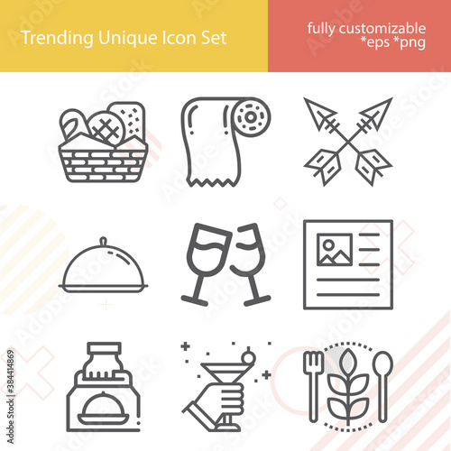 Simple set of sandwich related lineal icons.