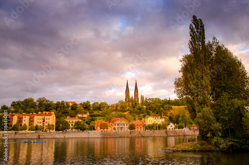 Photo Prague, Thew Czech Republic - View on the Vysehrad fort in the dramatic evening
