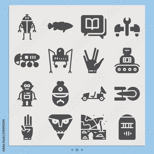 Simple set of literary work related filled icons.