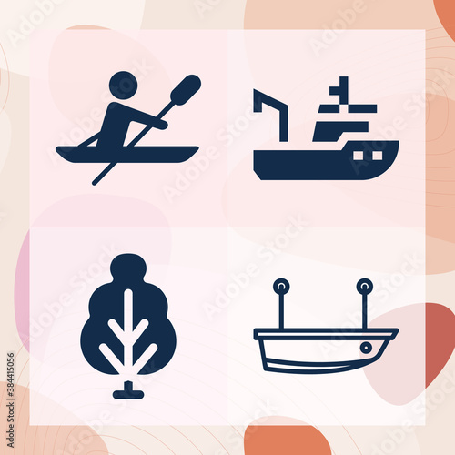 Simple set of canoe related filled icons