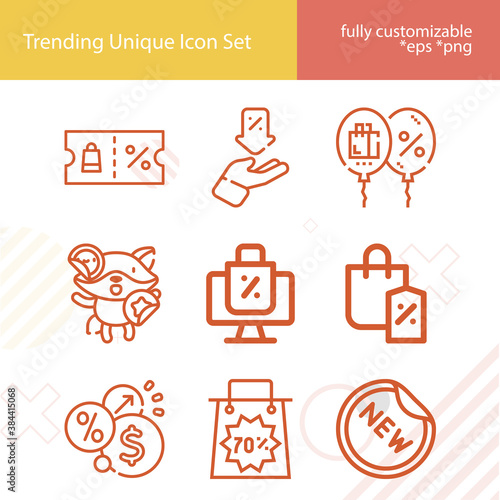 Simple set of price reduction related lineal icons.