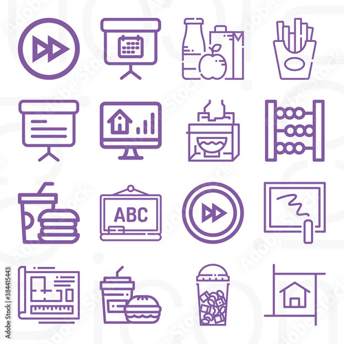 16 pack of fourier  lineal web icons set