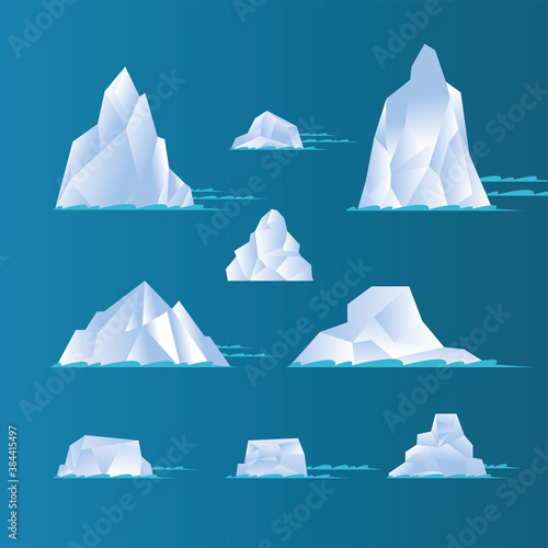 white icebergs set vector design