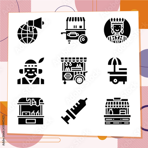 Simple set of 9 icons related to local