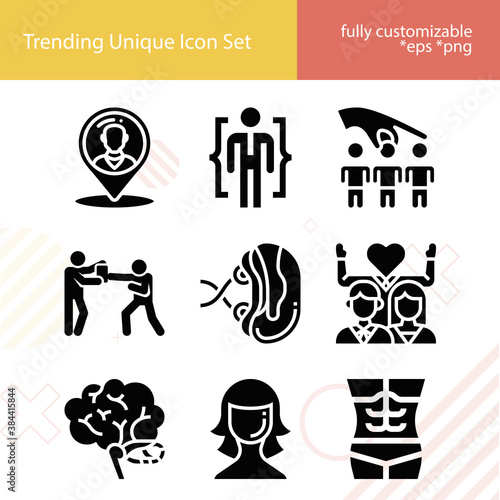 Simple set of subject area related filled icons.