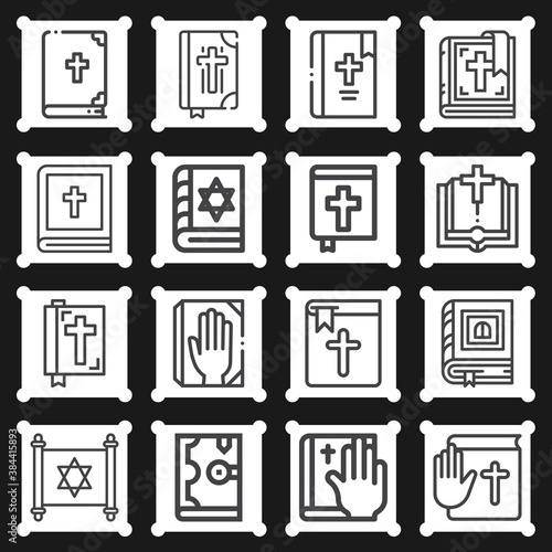 16 pack of biblical lineal web icons set