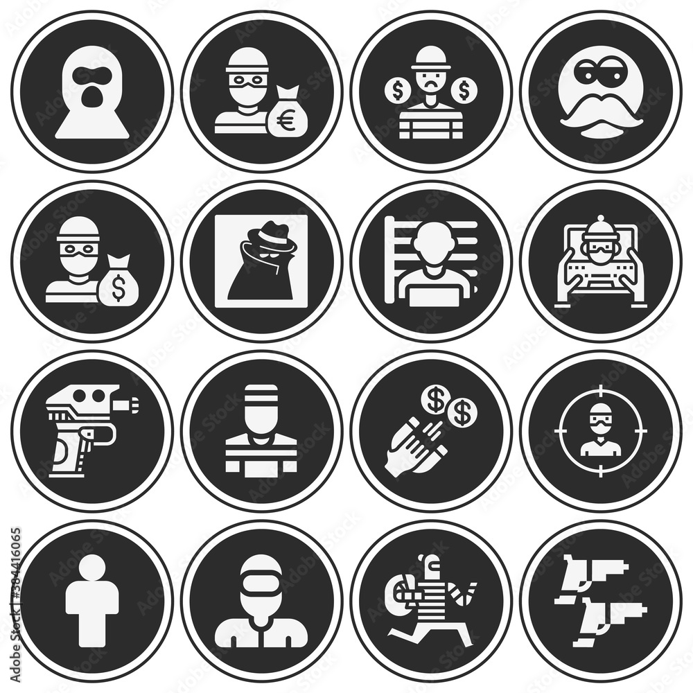 16 pack of thief filled web icons set 16 pack of thief filled web icons set