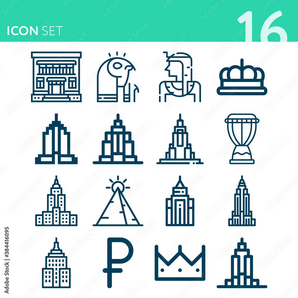 Fototapeta premium Simple set of 16 icons related to empire