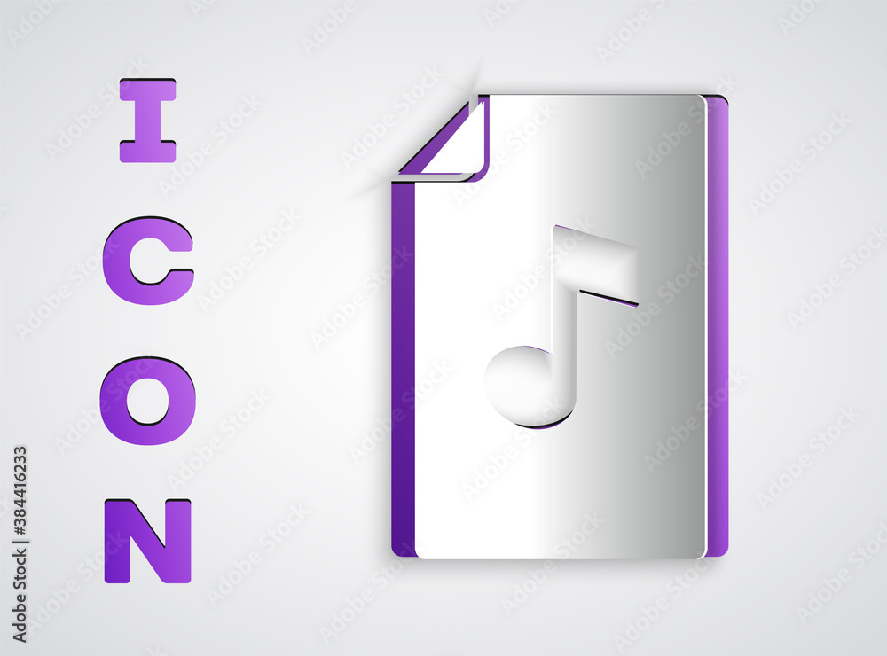 Paper cut Music book with note icon isolated on grey background. Music sheet with note stave. Notebook for musical notes. Paper art style. Vector. Paper cut Music book with note icon isolated on grey background. Music sheet with note stave. Notebook for musical notes. Paper art style. Vector.