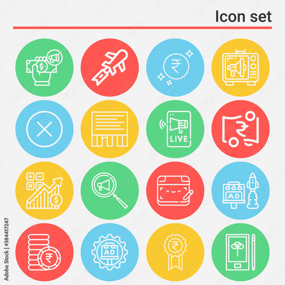 16 pack of quarters  lineal web icons set