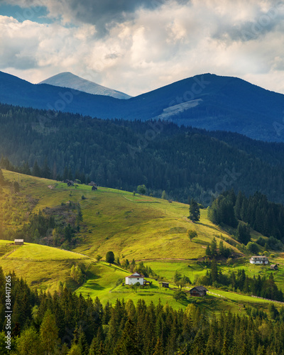 Alpine village in the mountains. Autumn in the carpathians