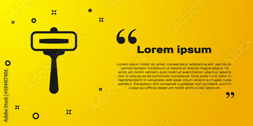 Black Shaving razor icon isolated on yellow background. Vector.