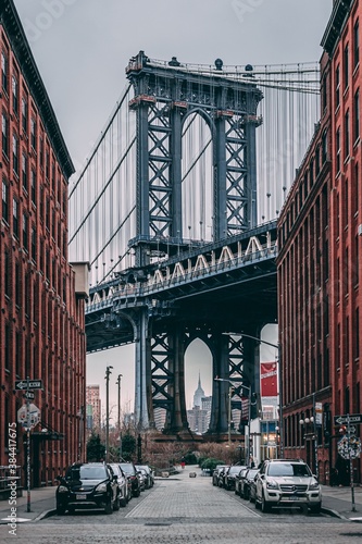 Washington Street and the Manhattan Bridge in DUMBO, Brooklyn, New York City © jonbilous