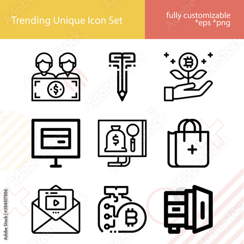 Simple set of subcommittee related lineal icons.