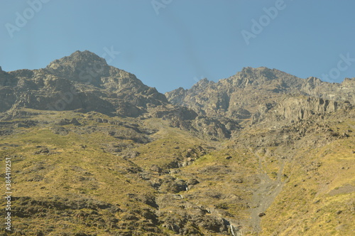 Driving through the windy mountain roads of the High Andes between Chile and Argentina photo