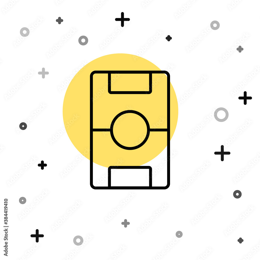 Black line Football table icon isolated on white background. Hockey table. Random dynamic shapes. Vector. Black line Football table icon isolated on white background. Hockey table. Random dynamic shapes. Vector.