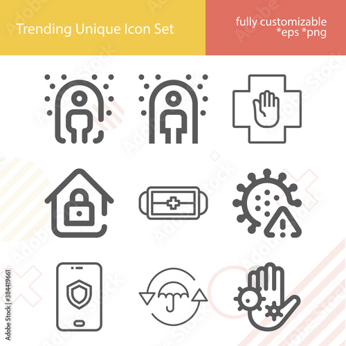 Simple set of interfering related lineal icons.