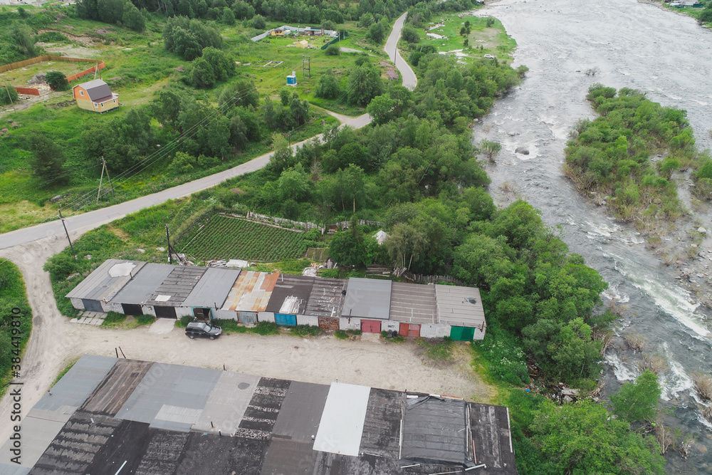 Aerial Townscape of Suburb of the Town Kandalaksha located in Northwestern Russia Aerial Townscape of Suburb of the Town Kandalaksha located in Northwestern Russia