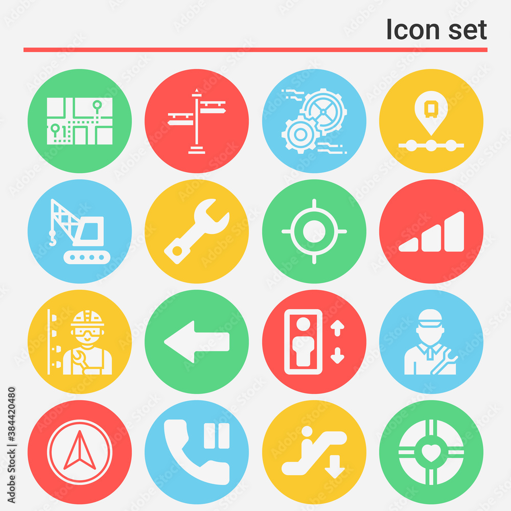 16 pack of comprises filled web icons set 16 pack of comprises filled web icons set
