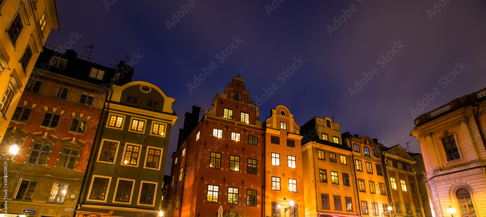 Stortorget place in Gamla Stan, Stockholm by night,