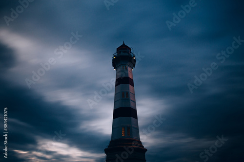 Lighthouse on a dark and stormy night. 