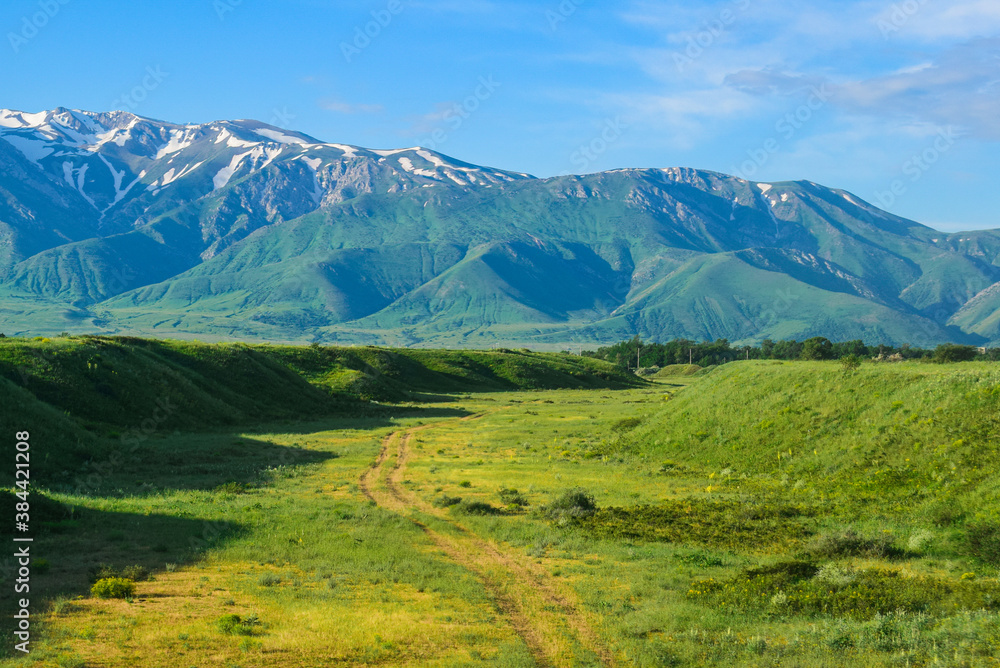Trail to the mountains. South Kazakhstan