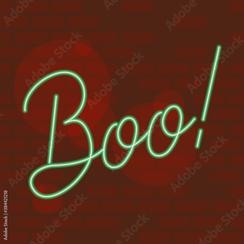 boo word halloween lettering in neon light