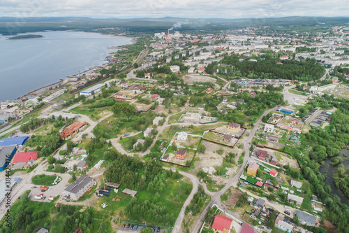Photos Aerial Townscape of Suburb of the Town Kandalaksha located in Northwestern Russi