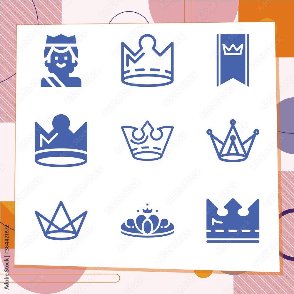 Simple set of 9 icons related to mountain peak