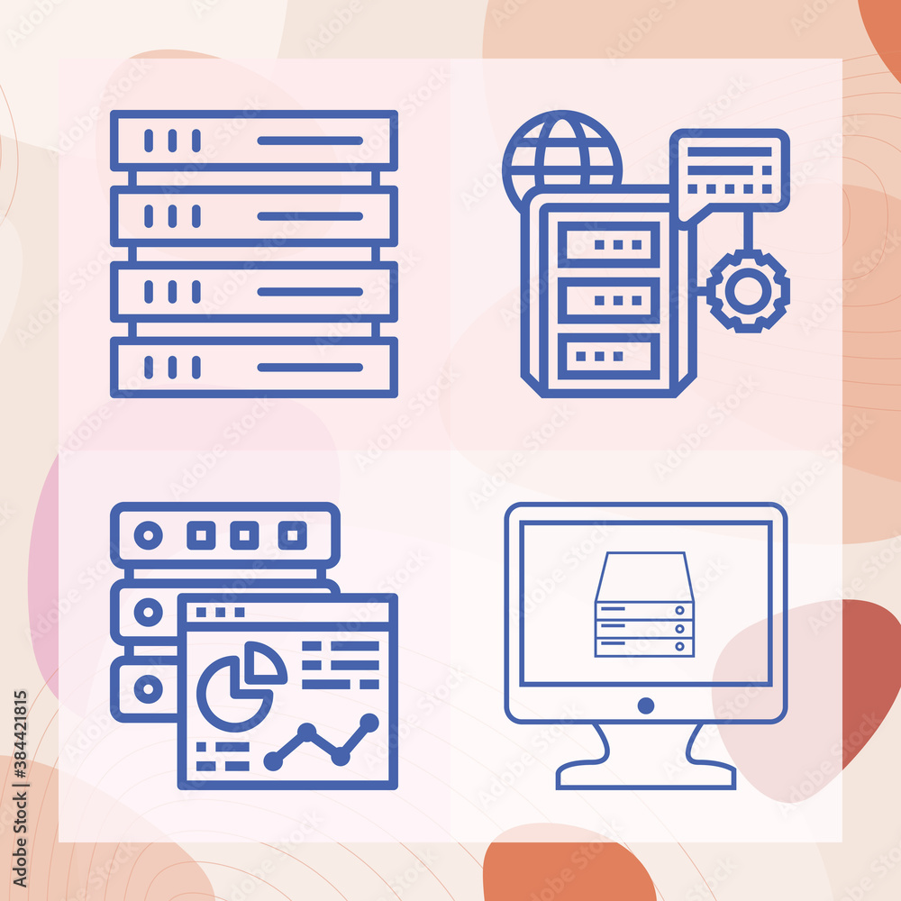 Simple set of data center related lineal icons Simple set of data center related lineal icons