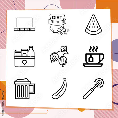 Simple set of 9 icons related to fare