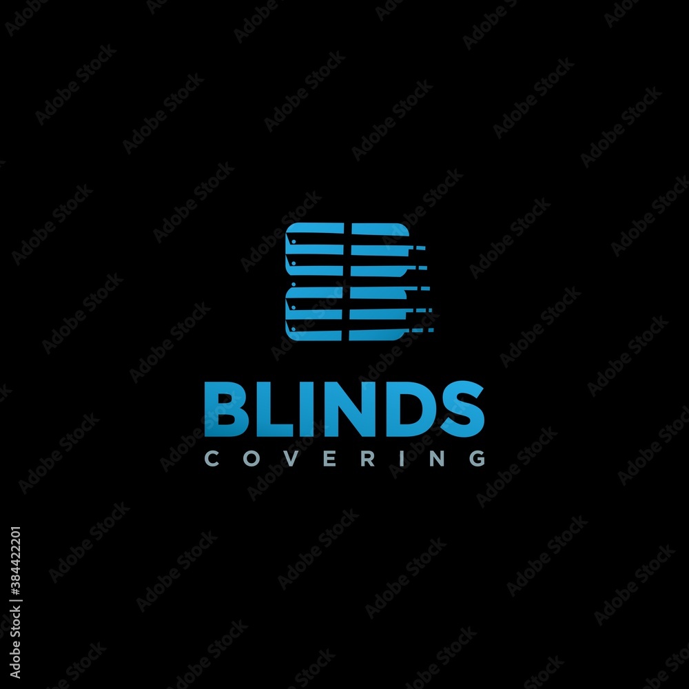 Window blinds covering logo company