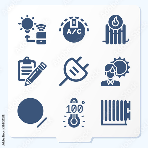 Simple set of 9 icons related to thermal