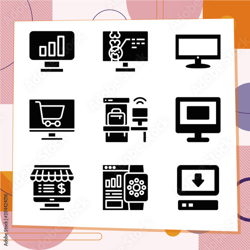 Simple set of 9 icons related to effectiveness