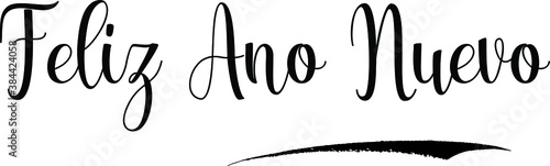 Feliz Ano Nuevo Typography Black Color Text on White Background