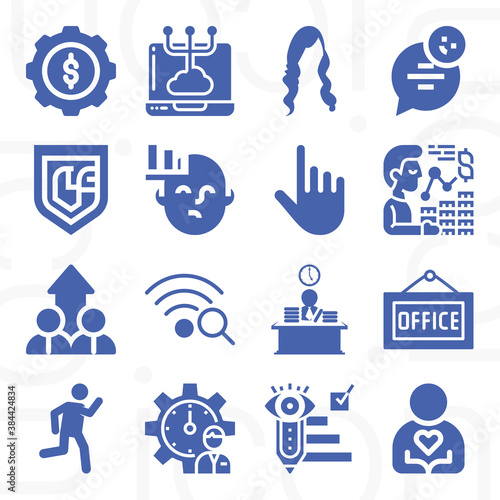 16 pack of employee filled web icons set