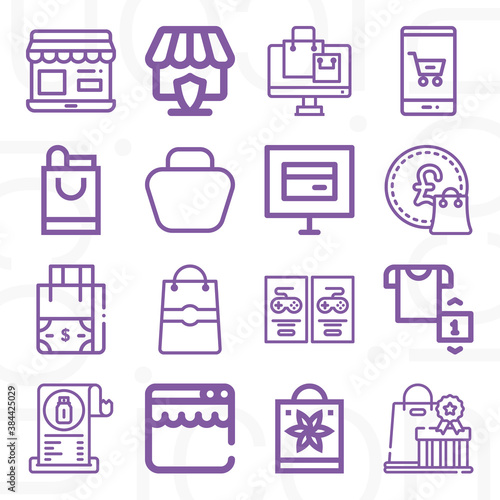 16 pack of census bureau  lineal web icons set