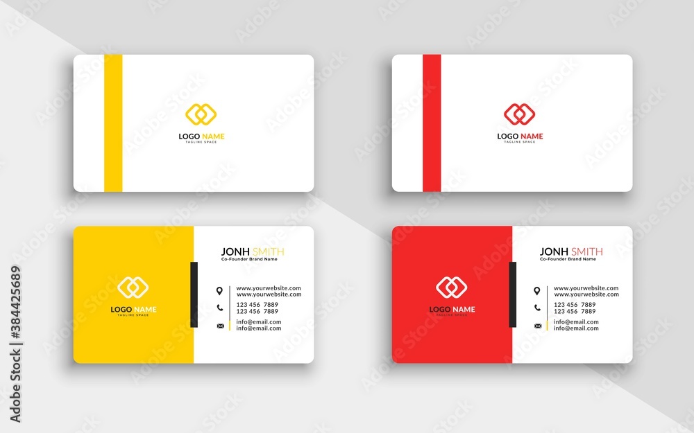 Creative business card for company with yellow red white colour minimalis, modern Vector illustration Creative business card for company with yellow red white colour minimalis, modern Vector illustration