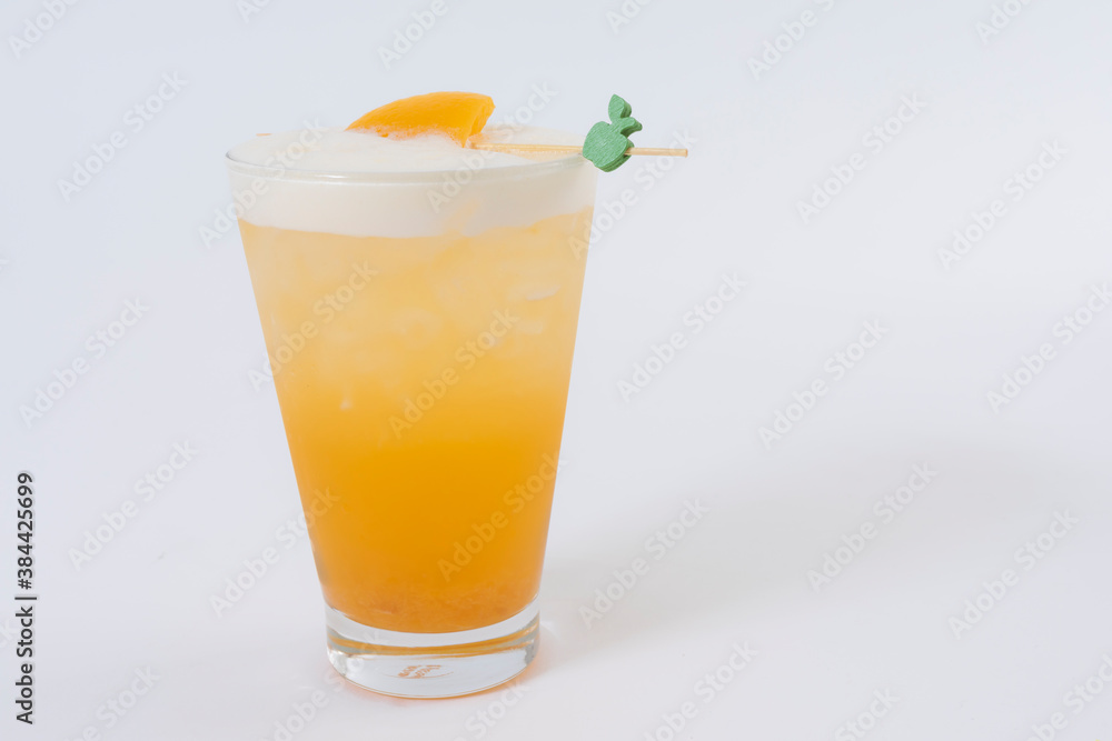 Orange juice glass. Isolated on white background Orange juice glass. Isolated on white background